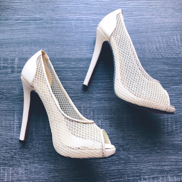 Christian Louboutin Shoes - Christian Louboutin cream Fetilo fishnet stilettos
